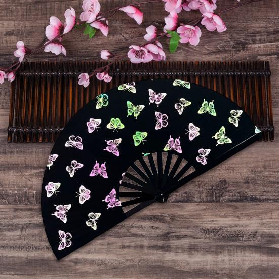 Folding Fan Portable Lightweight Decorative Bamboo Frame Reflective Butterfly Performance Hand Fan Party Decor