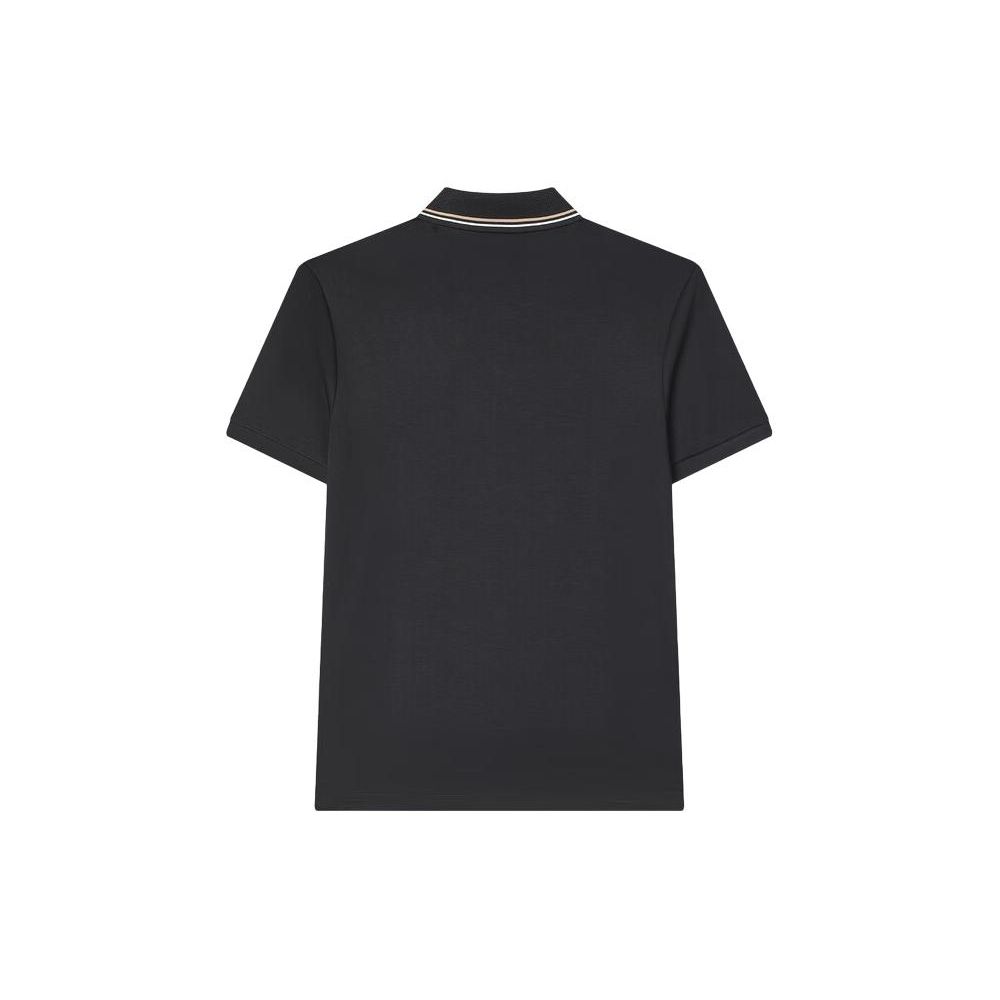 Fila Heritage Series Solid Color Casual Knit Short Sleeve Polo Shirt Men Polo Shirts Black F11M428109FBK