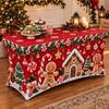 Reusable Table Cover Rectangular Protector 6FT 8FT Cover 4FT Christmas Stretch Gingerbread House Milk Silk