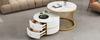 Elegant 2-Piece White Coffee Table Set, Nesting Shape, 60*60*46cm & 50*50*30.8cm, Marble Look, 2 Drawers, Load Capacity up to 30kg