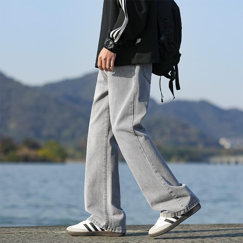 New Micro-pull Jeans Men's Four Seasons American Retro Wide-leg Straight Trendy Loose Pants