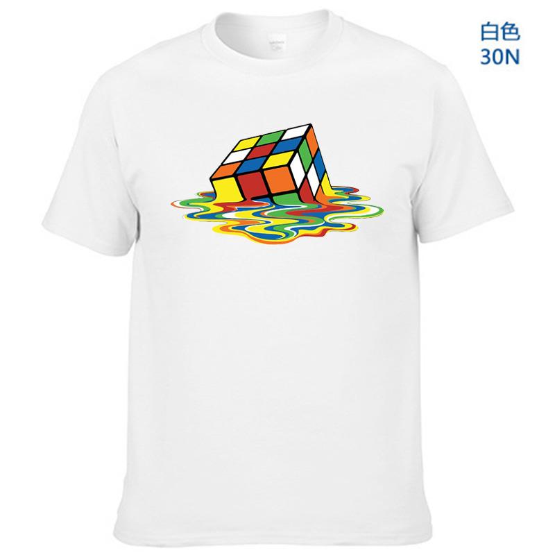 Letní bavlněné tričko s potiskem Rubikovy kostky, vtipné hipster grafické tričko, top, unisex, pánské s krátkým rukávem, cool trička