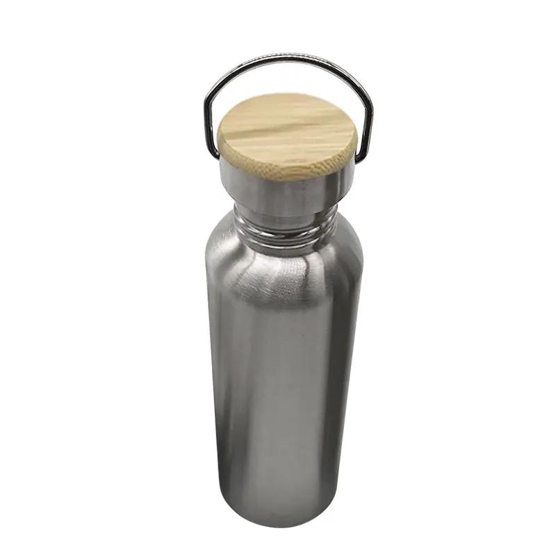 Stainless Steel Water Bottle with Bamboo Lid, BPA Free Portable Sports Flask for Outdoor Camping Cycling,350ml-1000ml