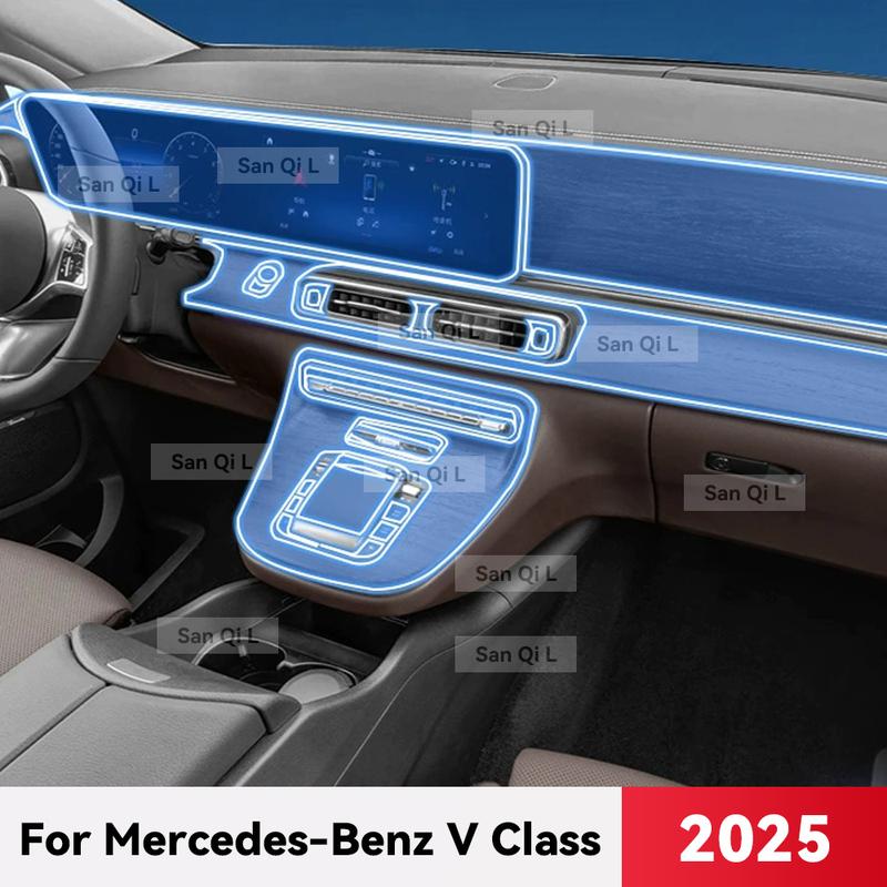 For Mercedes Benz V Class 2025 Car Navigation Screen Film Gearbox Protective Sticker Anti-scratch TPU Interior Accessories