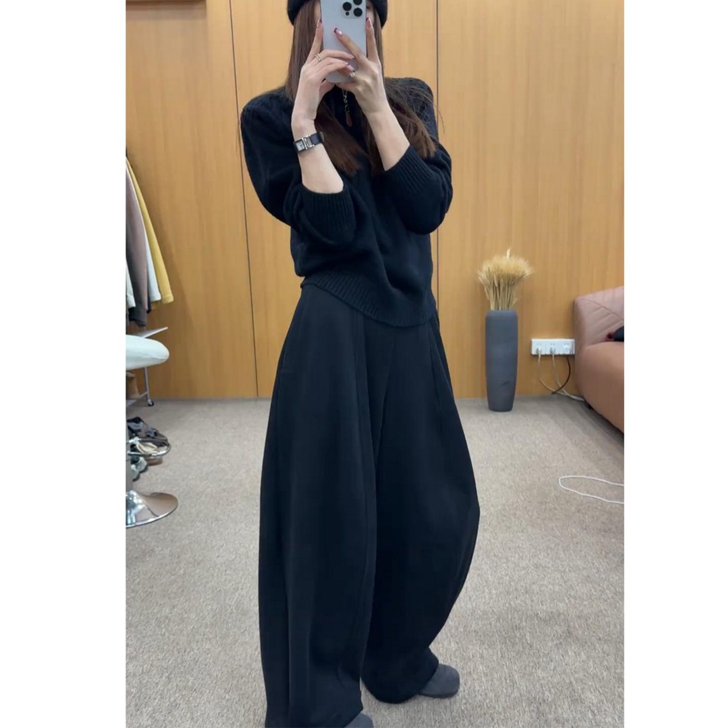 

Deep Winter Half-Zip Knit Sweater & Wide-Leg Pants Set 2XL (Recommended 125-140 lbs)