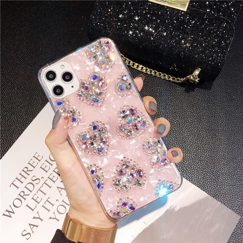 For Apple 17promax Love for IPhone16 Shell Pattern Mobile Phone Case 15 Rhinestone Promax