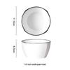 Nordic Pure White Ceramic Square Bowls with Black Trim (Set of 6)