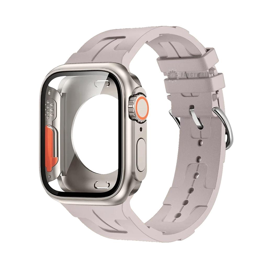 Original Silicone Band &Change To Ultra Case For Apple Watch 9 8 7 6 SE 5 4 Strap For iWatch Series 44mm 45mm 42mm 41mm Bracelet