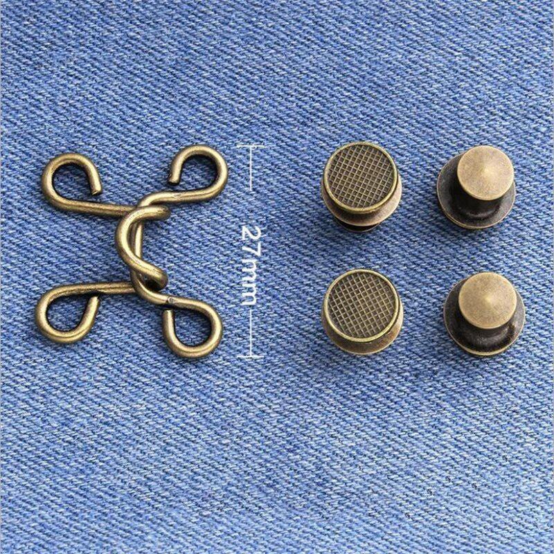 1 Set Nail-free Metal Jeans Button Snaps Detachable Pants Clips Buttons Pins DIY Waist Tightener Clothing Buckles Sewing Tools