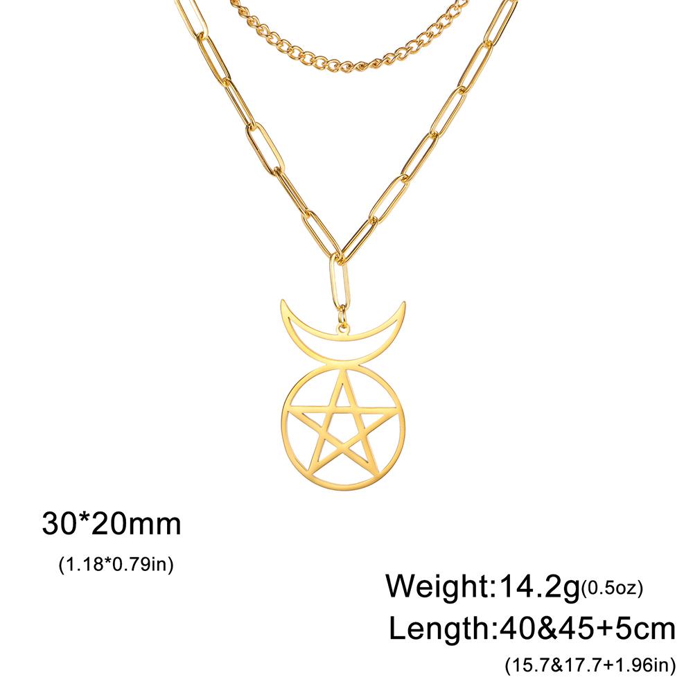 Dawapara Gehörnter Gott Cernunnos Siegel Anhänger Halskette Pentagramm Dreifache Göttin Symbol Edelstahl Wicca Schmuck