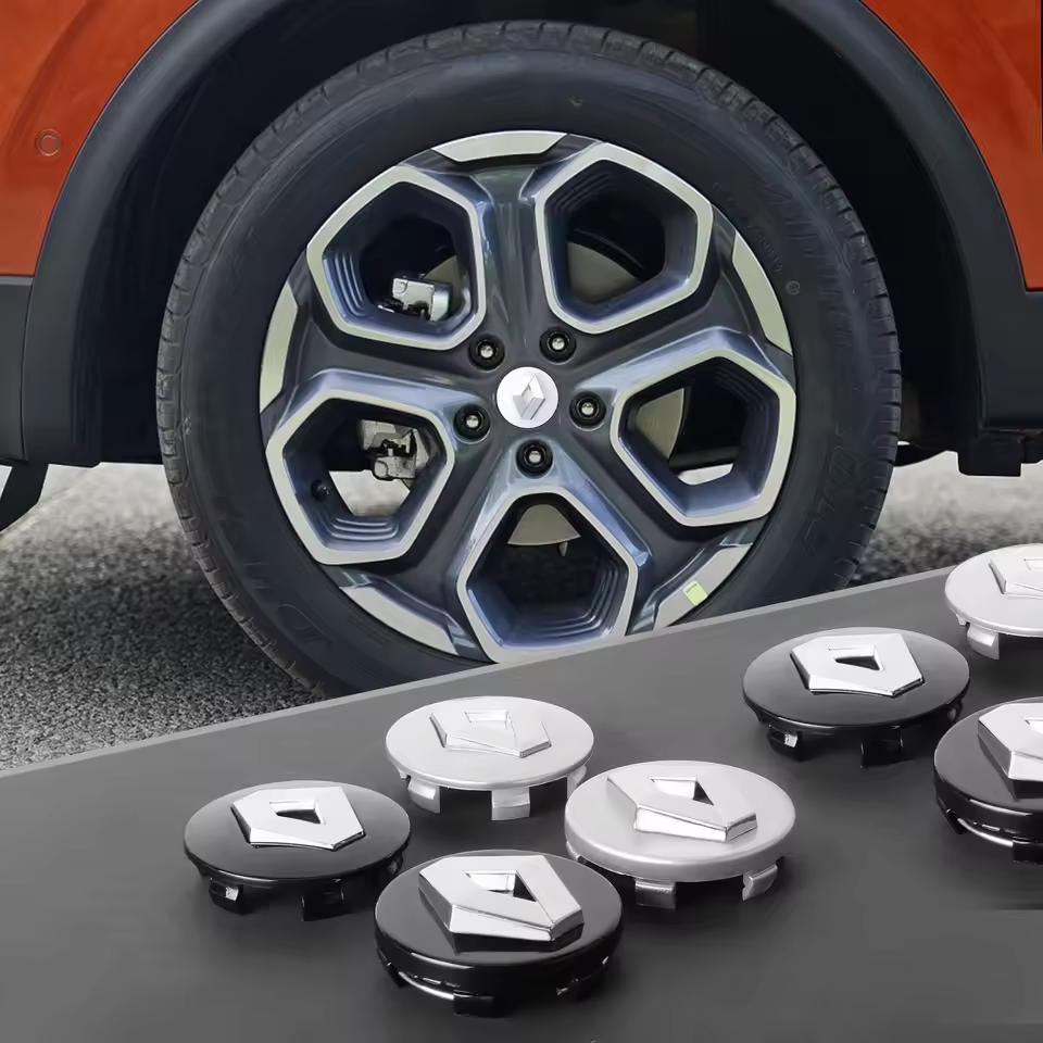 4 Stück Auto Radnabenkappe 56mm/60mm Nabenabzeichen Felgenabdeckung Logo für Renault Megane 2 3 Clio 4 Trafic Captur Kangoo Zoe - Set von 4