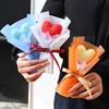 Mini Handmade Yarn Flower Bouquet Crochet Heart Bouquet Valentine'S Day Mother'S Day Romantic Gift Desktop Decoration
