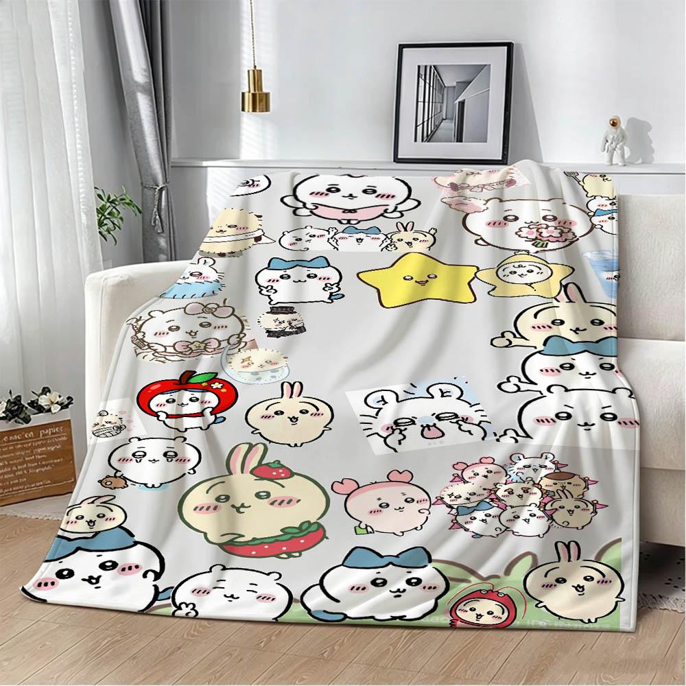 Cute Kawaii C-ChiikawaS Cartoon Movie Flannel Blanket Soft Throw Blanket Art For Home Decor Bedroom Bed Sofa Picnic Fans Gifts