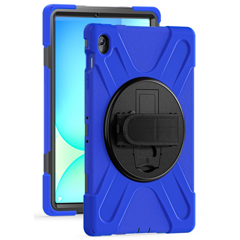 For Samsung Galaxy Tab S10 FE+ SM-X620/ SM-X626B Case Rotary Kickstand PC+Silicone Hand Strap Tablet Cover