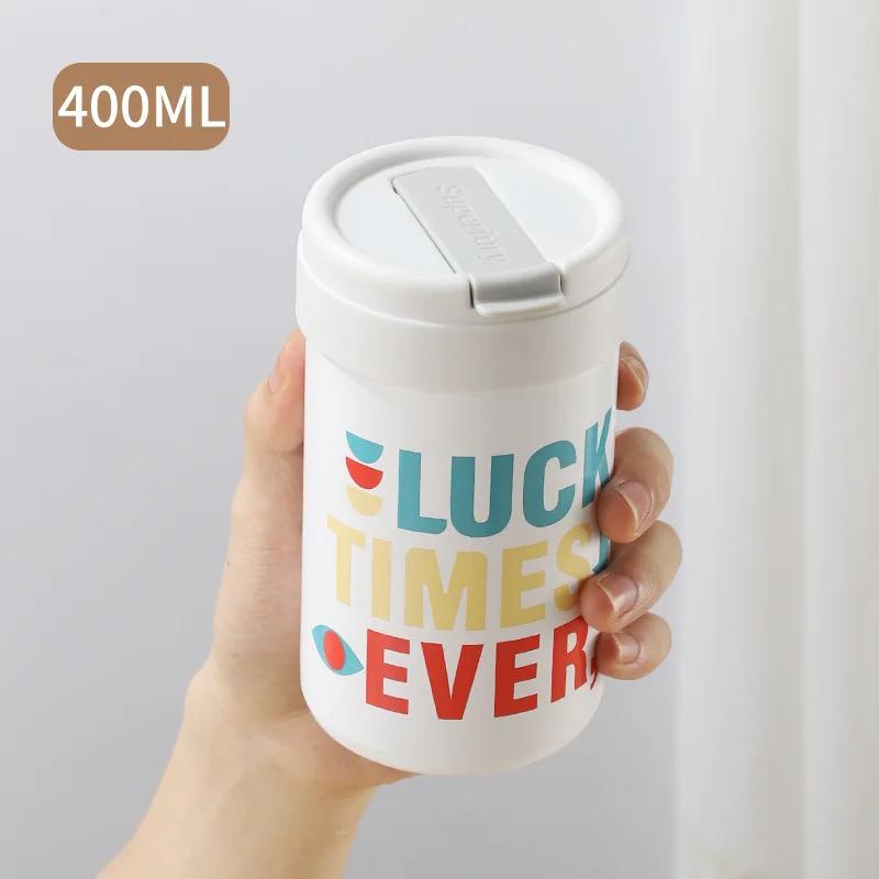 

400 мл Большая Вместимость Двухъярусная Вакуумная Кружка из Нержавеющей Стали 316 с Соломинкой Изолированная Кофейная Водная Кружка Уличный Термос Офисная 400ml