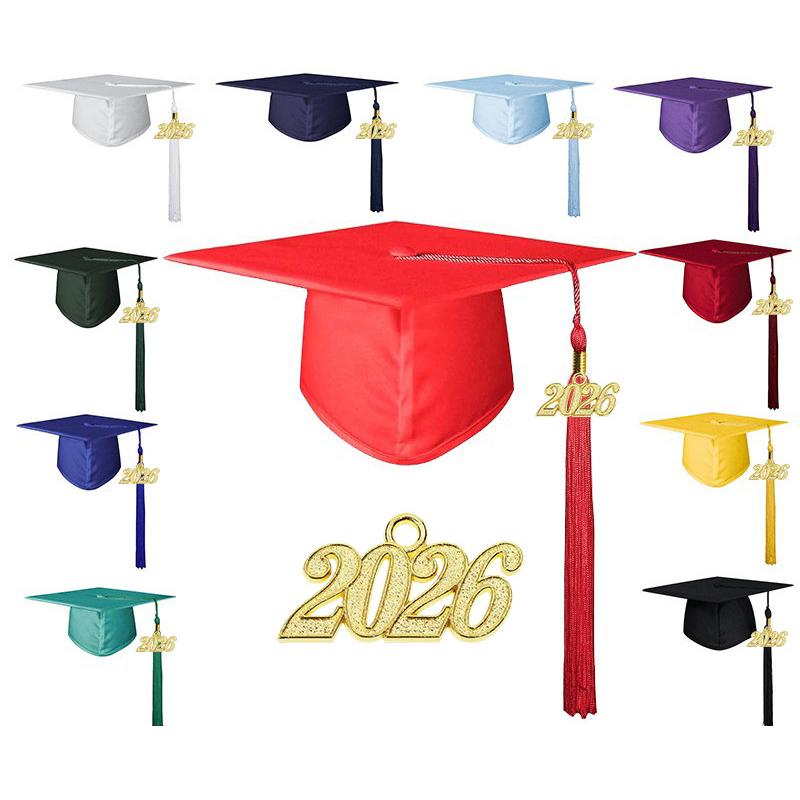 2026 Graduation Cap Headwear With Tassel For High School & Bachelor Degree Cap Unisex Graduation Dress Ceremony Hat Master