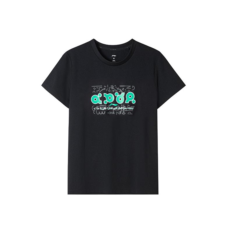 

Li-Ning Summer Sports Fashion Quick-Dry Breathable Comfortable Versatile Round Neck T-Shirt Men tops Black AHSV103 L