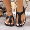 Ladies' EVA Casual Simple Buckle Flat Heel Set with Clip On Feet Flip Flops In Large Size