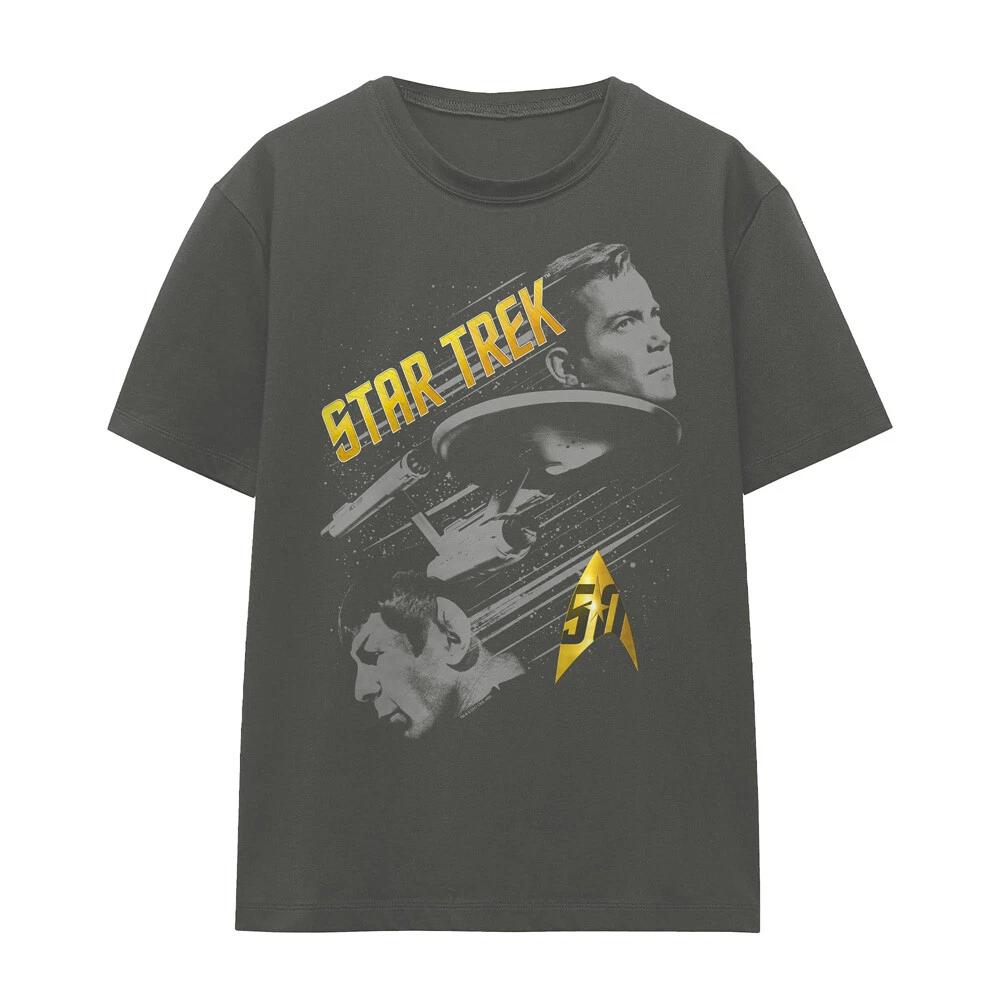 

Star Trek 50 Year Frontier Ladies 100% Cotton T-shirt Mens Tees Top S-2XL, Charcoal M