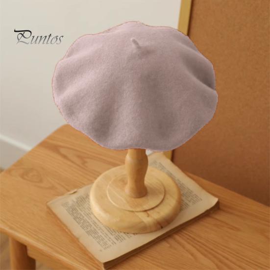 Women Beret Vintage Solid Color Painter Hat Wool Blend French Style Artist Cap Lightweight Headwear for Party Outdoor