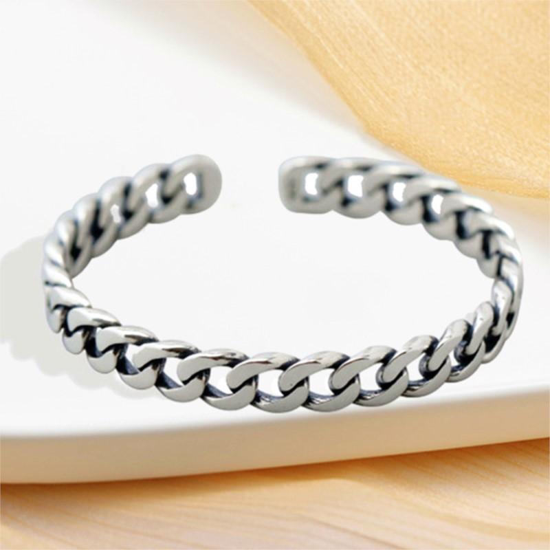 Fashion Twisted Rope Bangle 925 Sterling Silver Jewelry Simple Design Ins Trendy Retro Chain Opening Bracelets TYB637