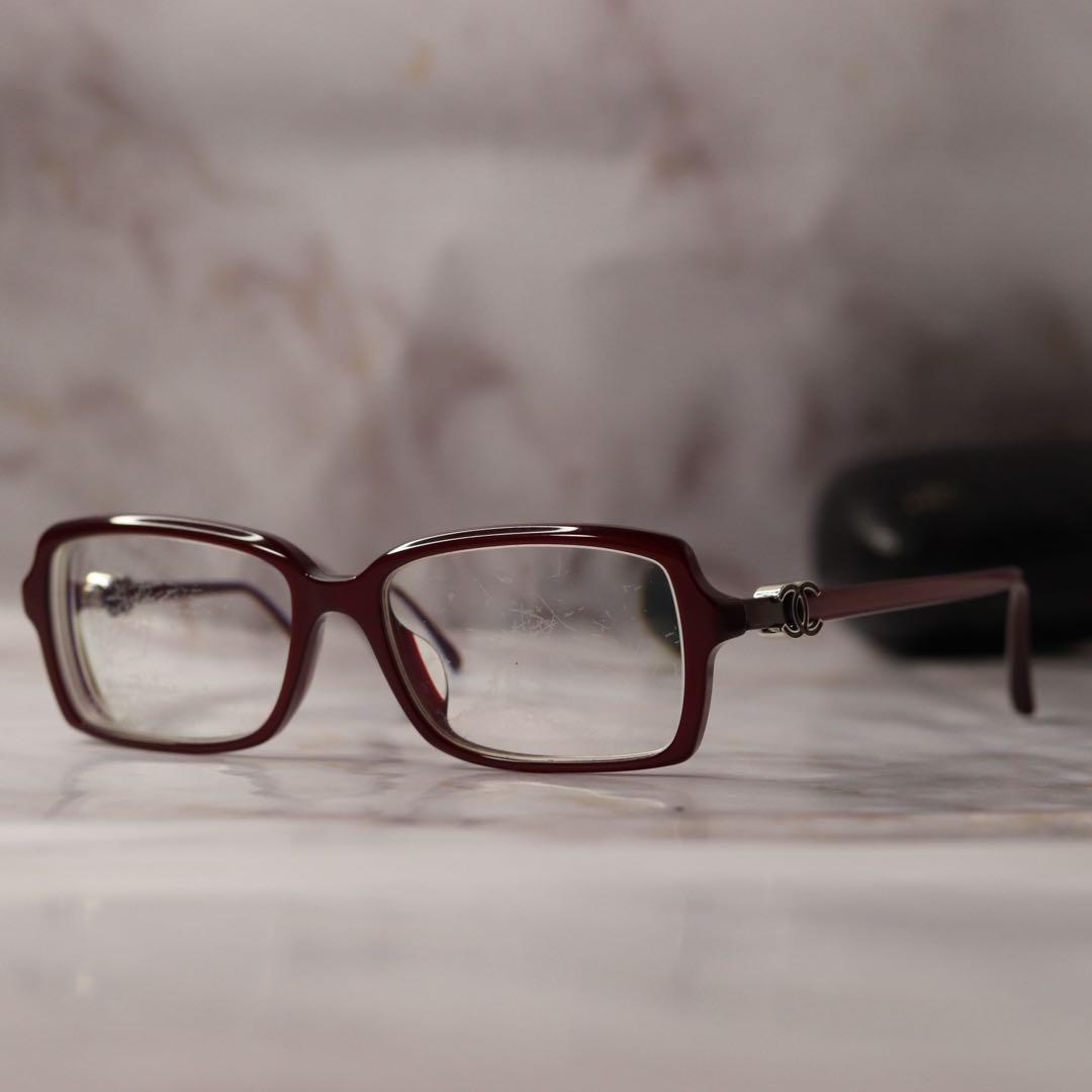 Used CHANEL y2k archive square retro glasses with case