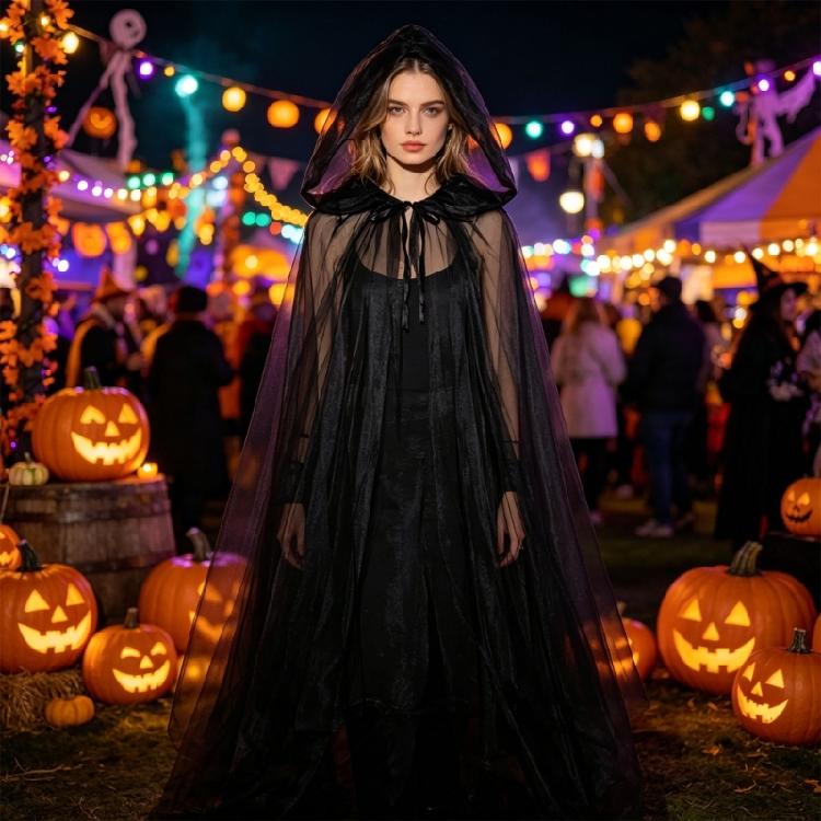 Mantelle Lunghe alla Moda Senza Maniche con Tulle Multistrato Rete Elegante Mantello per Eventi a Tema per Costumi Fantasy