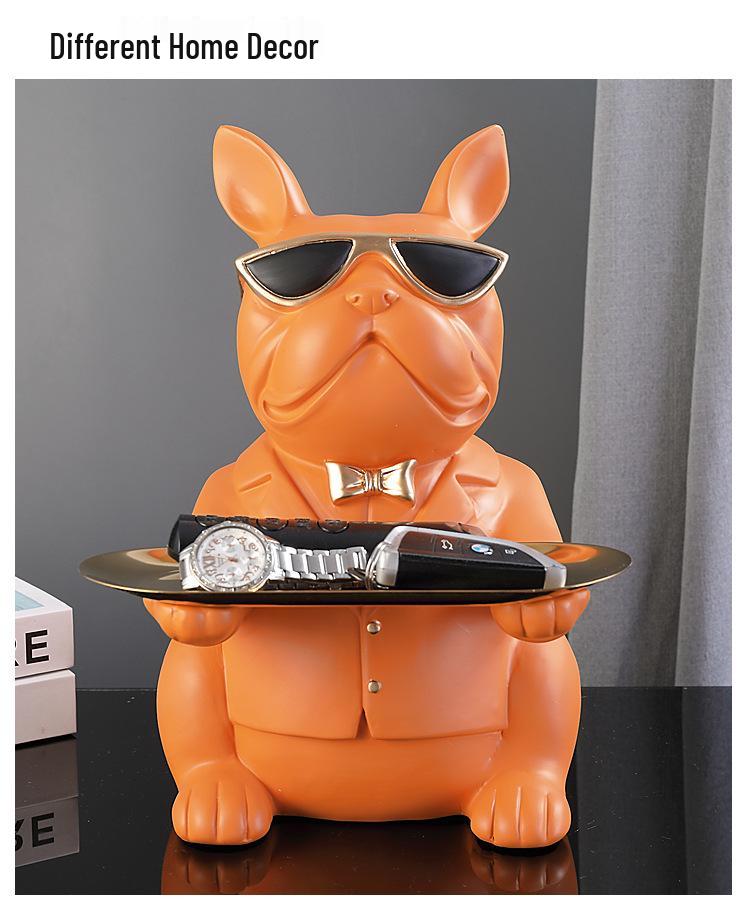 Nordic Bulldog Multifunctional Hand-Painted Tissue Box & Decorative Storage Ornament