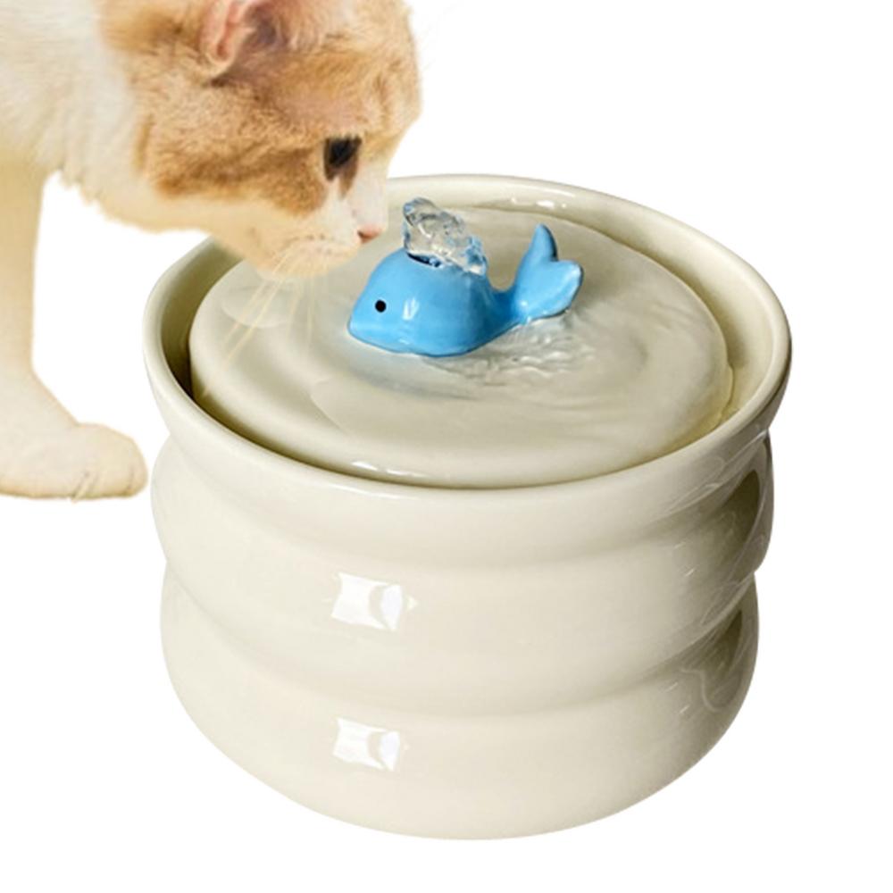 

Cat Water Fountain 800ml Ceramic Automatic Low Noise Pet Drinker with Filter Small Dogs Water Dispenser Auto Drinking белый