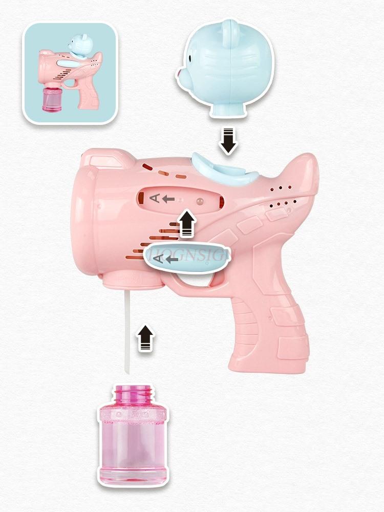 New Tiger Electric Bubble Gun Fully Automatic Light Music Blow Bubble Machine Children'S Handheld Outdoor Bubble Toys