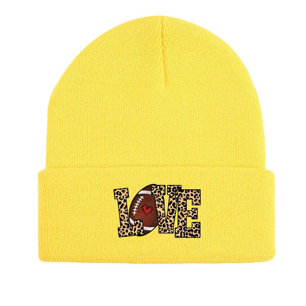 LOVE" Football Warm Knitted Hat Beanie, Skull Cap Warm Windproof Leisure Headwear Knitted Cap Beanie