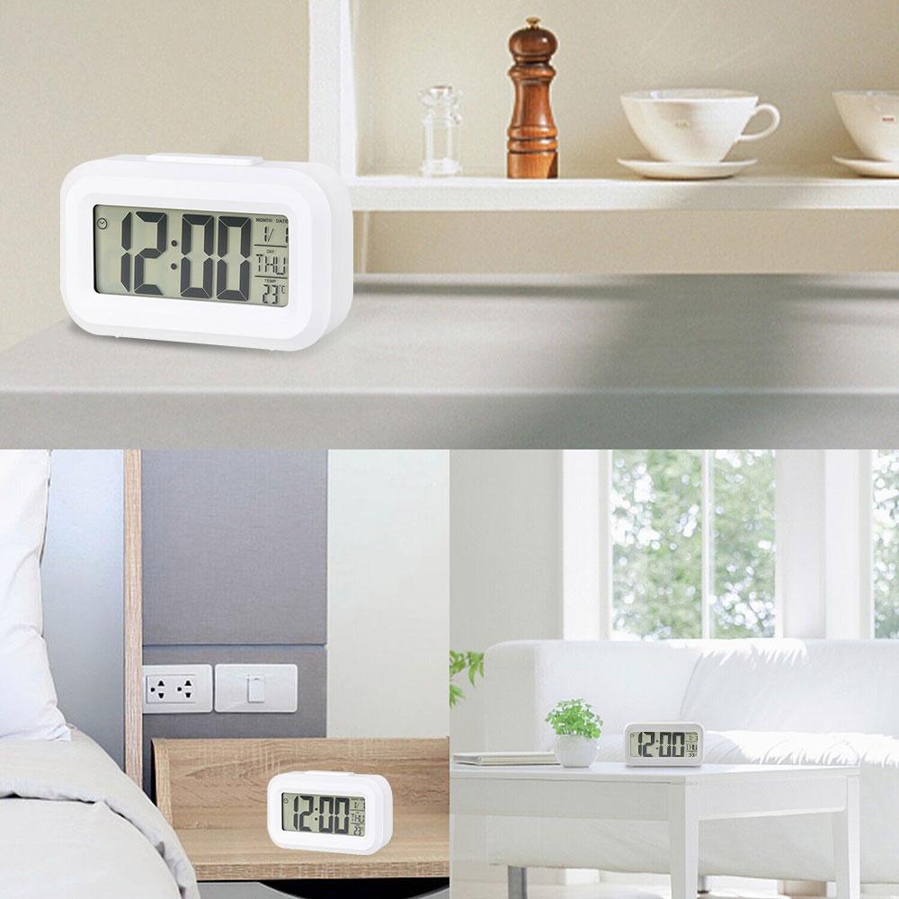 LED Digital Alarm Clock with Temperature Date Display Backlight Snooze Mute Clock Electronic Table Clock Bedside Wake Up Clocks
