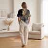 Women's Short Sleeve Henley Neck Shirt with Chest Pocket Lightweight Cotton Linen Fabric Printed Pattern Casual Top for Everyday Wear