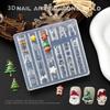Bonhomme de Neige de Noël Arbre de Noël Moule à Ongles 3D Flocons de Neige Bonhommes de Neige Décorations d'Ongles Design DIY Moule en Silicone pour Manucure Nail Art