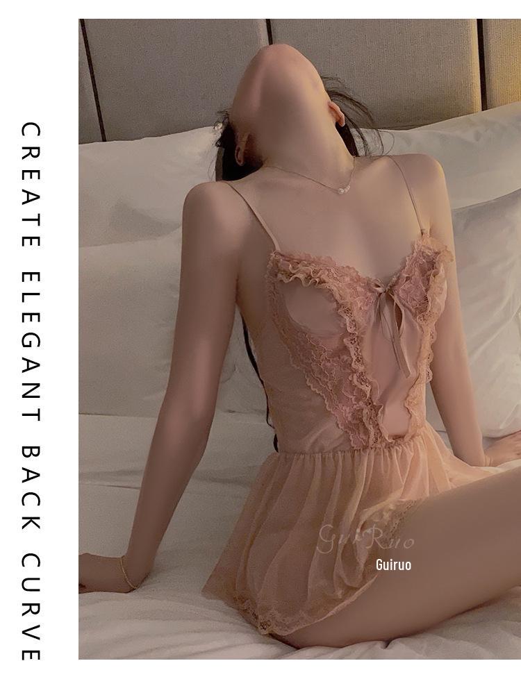 Gorgeous Plus Size Mesh See-Through Camisole Nightgown Set