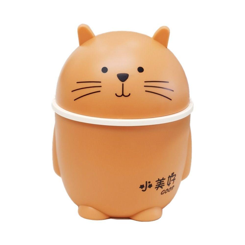 Kawaii Cartoon Cat Trash Can Portable Garbage Storage Bin Paper Basket Desktop Waste Box  Bedroom
