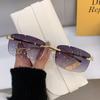Vintage Sunglasses Rimless Cut Edge Sunglasses Fashion Designer Shades Luxury Golden Leopard Frame Sunglasses UV400