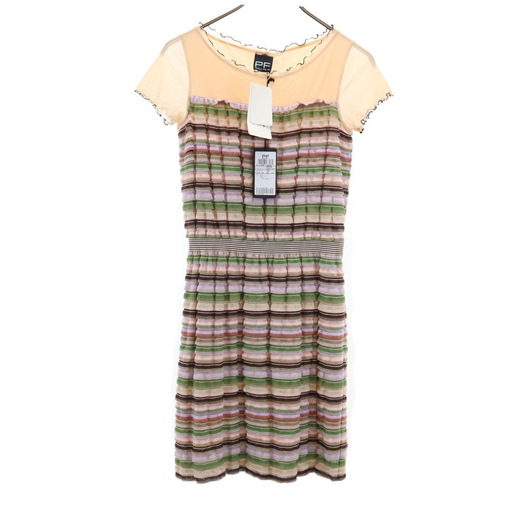 

unused PAOLA FRANI made in Italy border Short sleeve knit one piece 40 Women Used