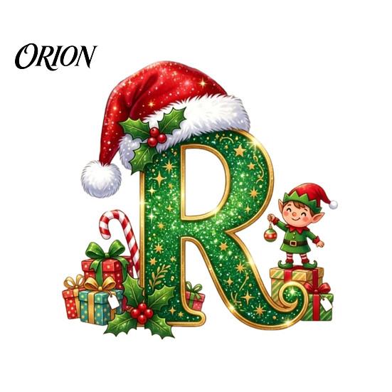 Unique Festive Gift for Family Personalized 26 Alphabet Christmas Ornament with Santa Hat Elf Design, Acrylic Customized Wrapping Tag Hanging