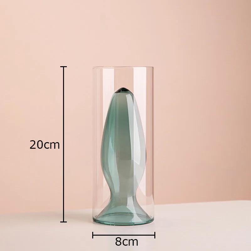 Multicolour Transparent Glass Vase Hydroponics Flower Pot Desk Decoration Flower Arrangement Floral Vases Room Aesthetic Decor