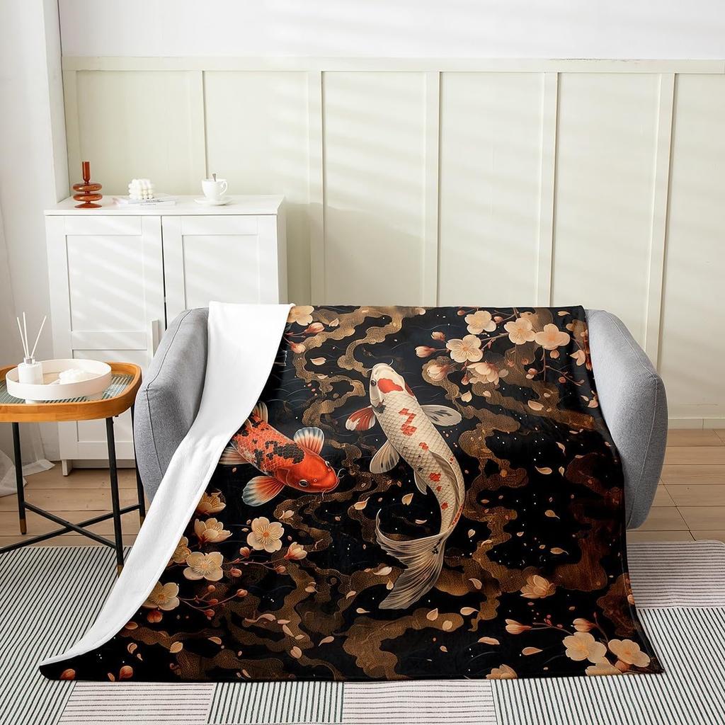 Stars Print Throw Blanket Cute Star Pattern Soft Breathable Fleece Blanket Watercolor Geometric Fuzzy Blanket for Sofa Bed Couch