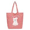 Checkered Embroidered Puppy Printed Canvas Shoulder Bag Outdoor Crossbody Bag
