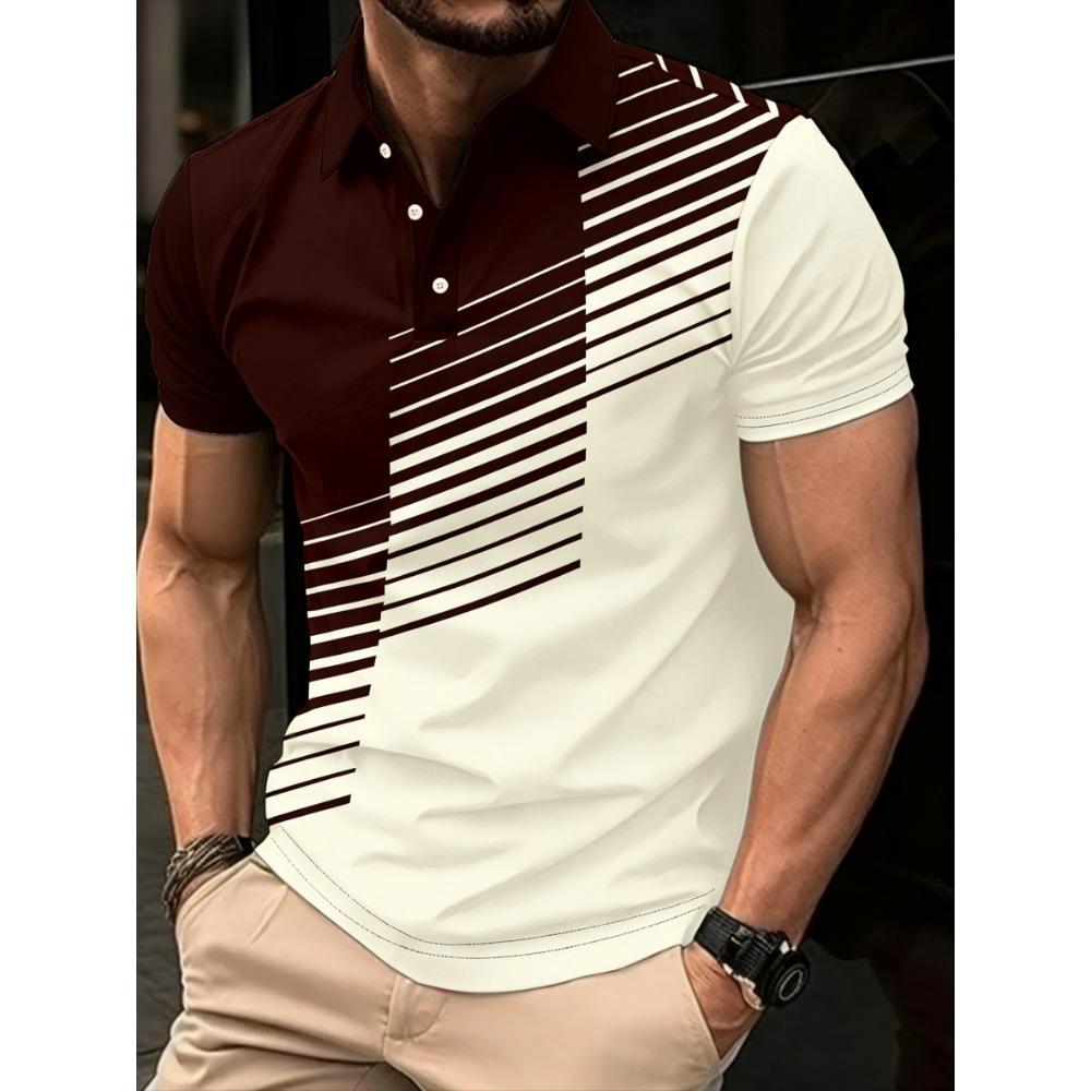 Men's Fashionable Color-block Shirt, Casual Short-sleeved Golf Shirt - Suitable for Comfortable Summer Sports and Casualoutings.