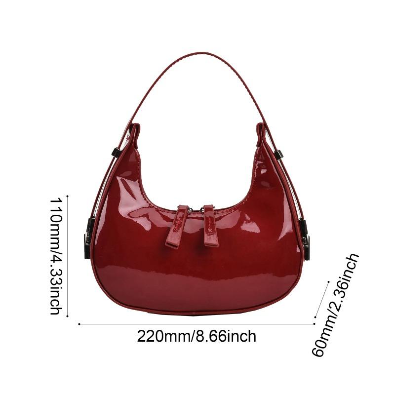 Halbmondtasche Vintage PU-Leder Kleine Umhängetasche für Damen Mädchen Hobo Handtasche Luxus Retro Rote Damen Achseltaschen Tragetaschen