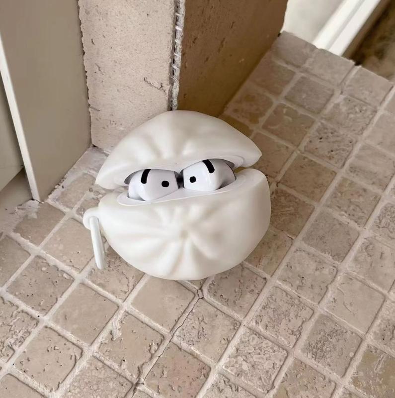 Cartoon Steamed Stuffed Bun Protective Cover For Professional 2 Silicone Charging Box Case With Hanging Hook