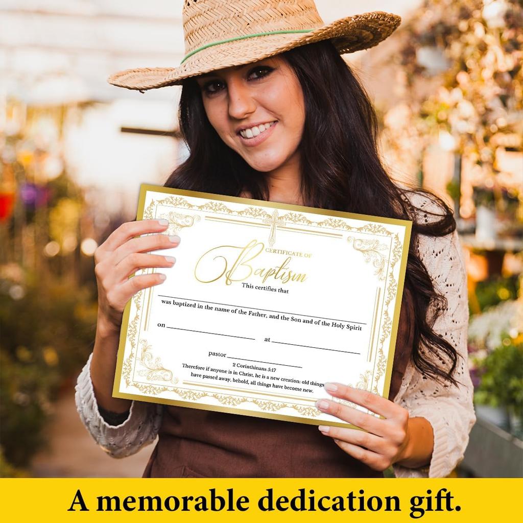 25 PCS Baptism Certificates for Church, Baby Dedication Certificate Paper, Baby Dedication Christening Gifts for Girls Boys,Baptismal Certificates