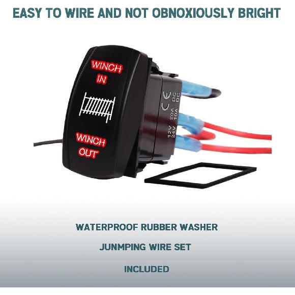 Rocker Switch Replacement for UTV ATV Momentary Winch in/Out with Jumper Wire