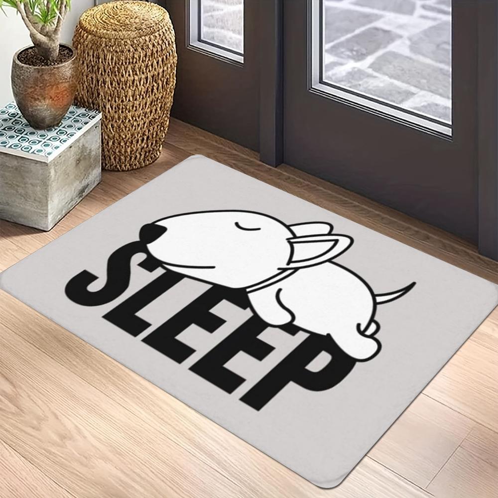 

Bull Terrier Wine Quote Carpet Mat Anti-Slip Rubber Backing Rug for Pet Lover Home Decoration Dog Lover Pink Background Decor 30x50cm