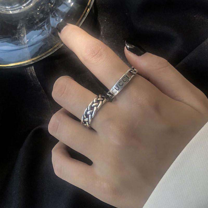 Delicate Sterling 925 Silver Ring Women Minimalist Woven Design Korean Jewelry Style