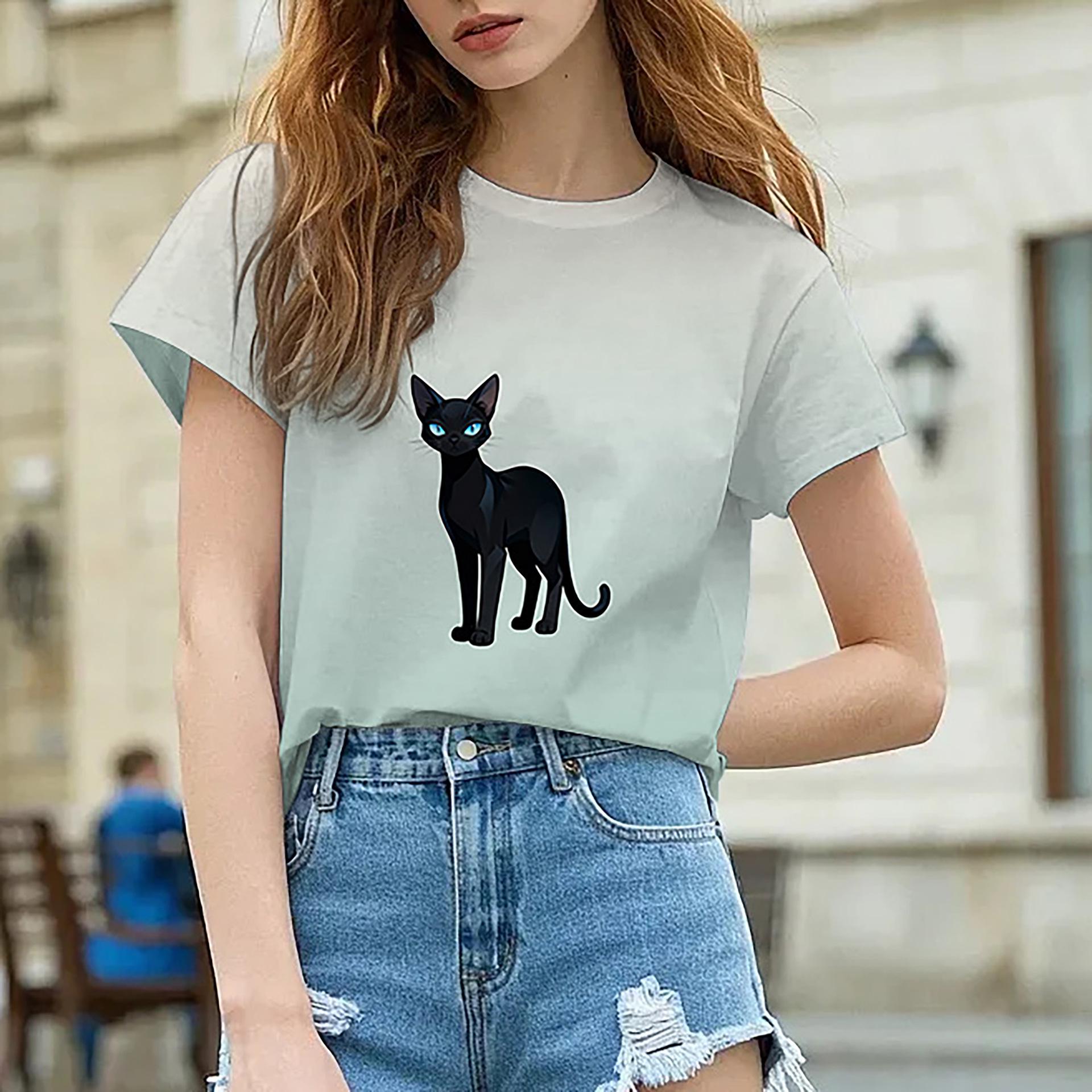 

2025 Women s Fashionable Breathable Casual Summer T-shirt with Custom Print Pattern XL